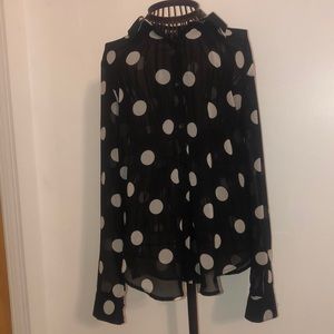 Forever 21  Super Cute Blk & White Polka Dot Shirt